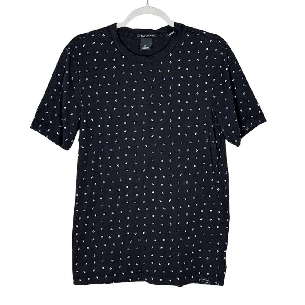 Scotch & Soda Men's Short Sleeve T-Shirt Flag Print Black Size Medium